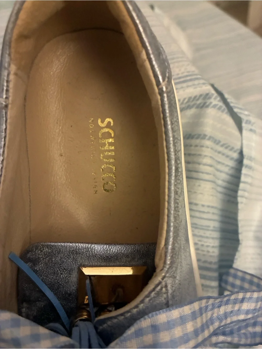 SCHUTZ Silver Sneakers with Blue Accents